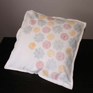 Block printed oriental flower cushion cover