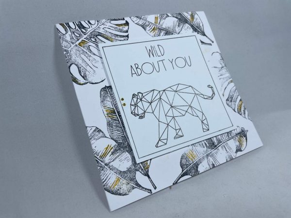 Geometric Tiger "Wild About You" Greeting's Card - Gold