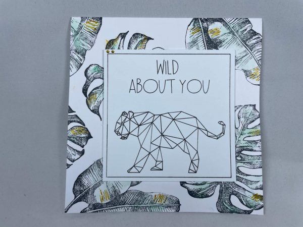 Geometric Tiger "Wild About You" Greeting's Card - Green