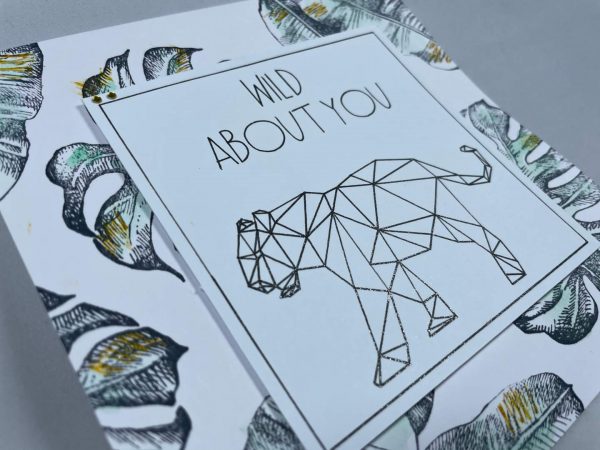Geometric Tiger "Wild About You" Greeting's Card - Green