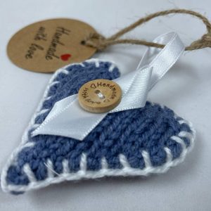 Hand-knitted decorative heart - blue