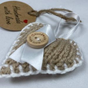 Hand-knitted decorative heart - tan