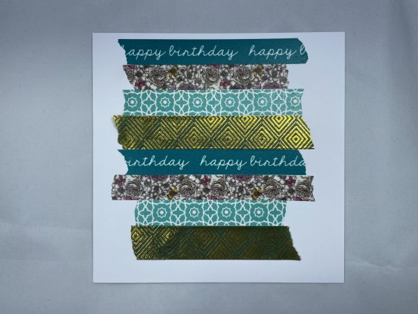 Washi tape card - blue and gold