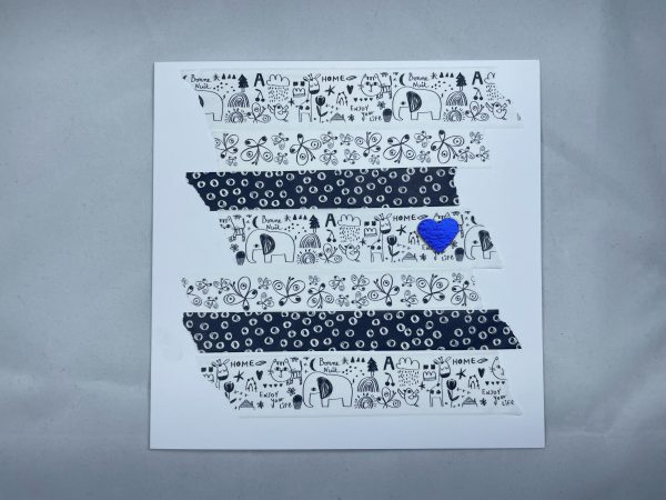 White and navy wash tape greetings card