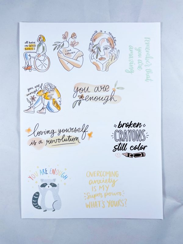 Mental health / wellbeing sticker sheet