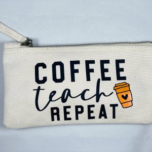"Coffee Teach Repeat" Makeup Bag - Small